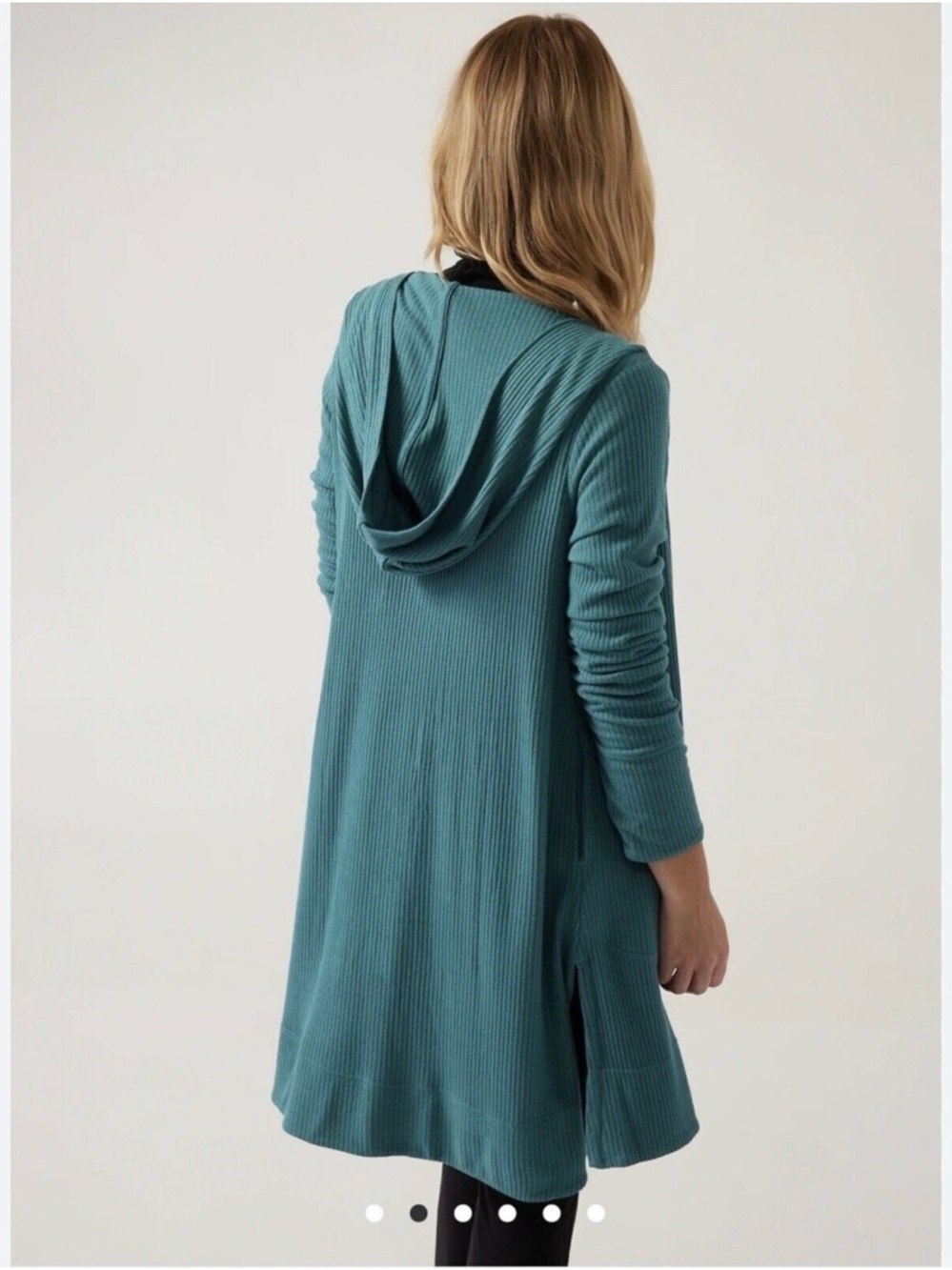 Athleta women’s harmony pose wrap Hooded Ribbed Long Cardigan size large